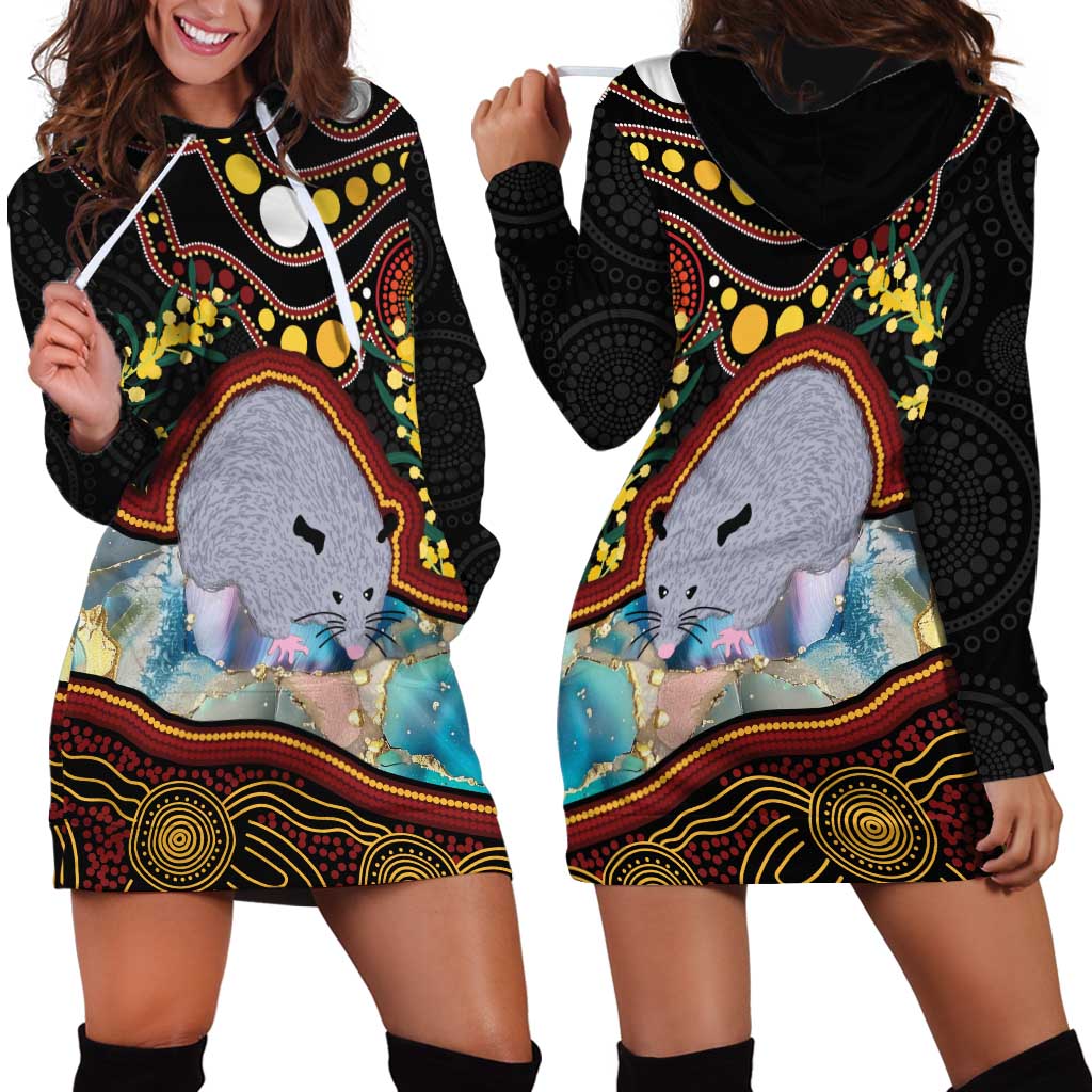 Australia Possum Hoodie Dress Aboriginal Art Mix Aussie Opal