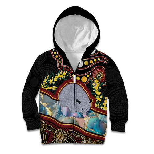 Australia Possum Kid Hoodie Aboriginal Art Mix Aussie Opal