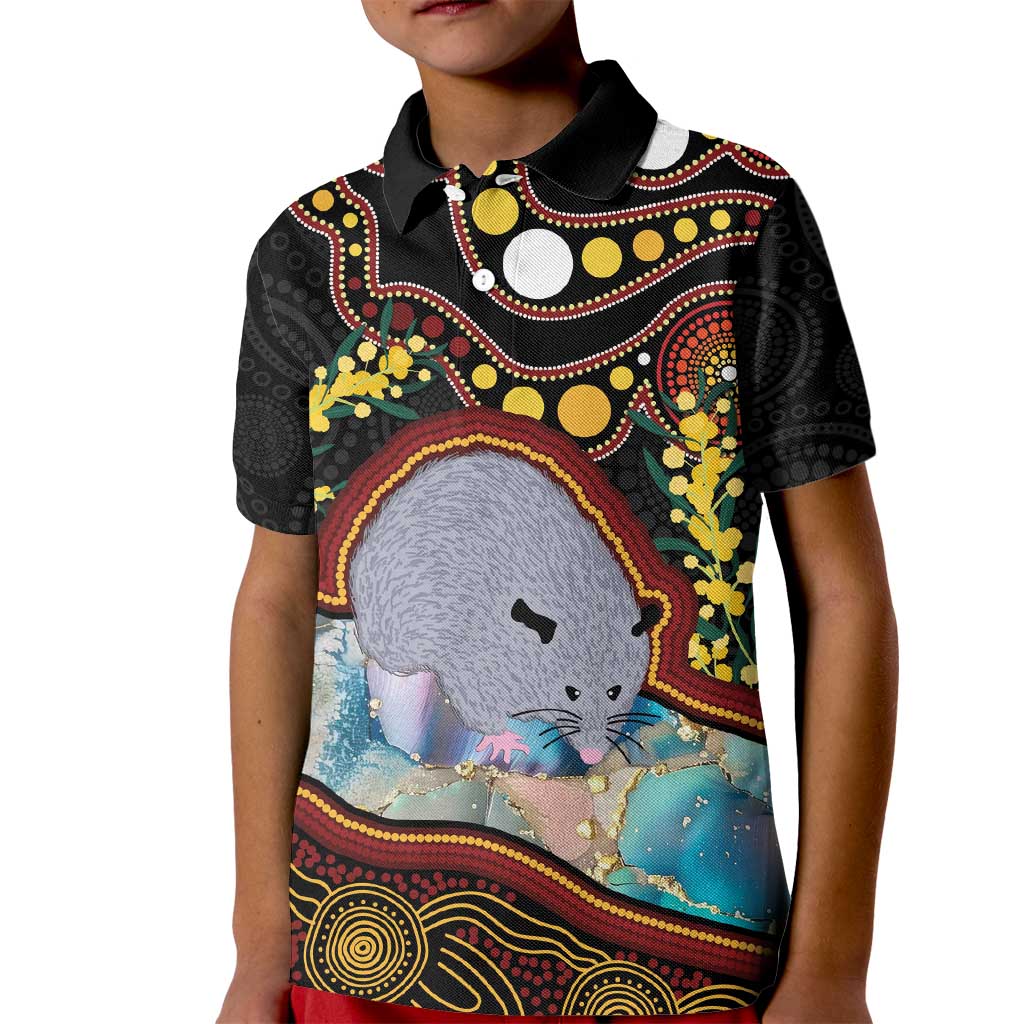 Australia Possum Kid Polo Shirt Aboriginal Art Mix Aussie Opal