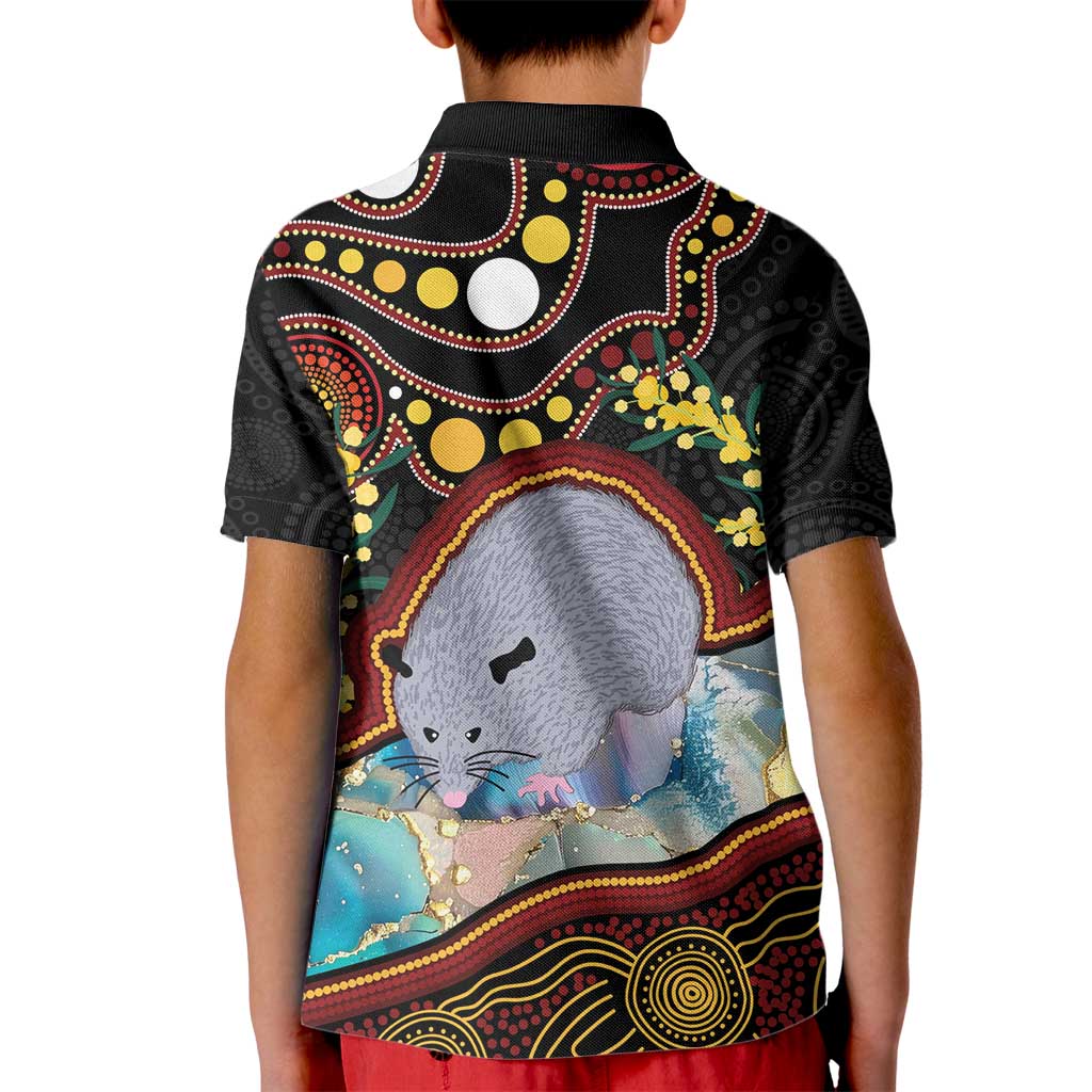 Australia Possum Kid Polo Shirt Aboriginal Art Mix Aussie Opal