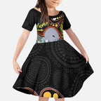 Australia Possum Kid Short Sleeve Dress Aboriginal Art Mix Aussie Opal
