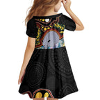 Australia Possum Kid Short Sleeve Dress Aboriginal Art Mix Aussie Opal