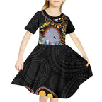 Australia Possum Kid Short Sleeve Dress Aboriginal Art Mix Aussie Opal