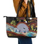 Australia Possum Leather Tote Bag Aboriginal Art Mix Aussie Opal