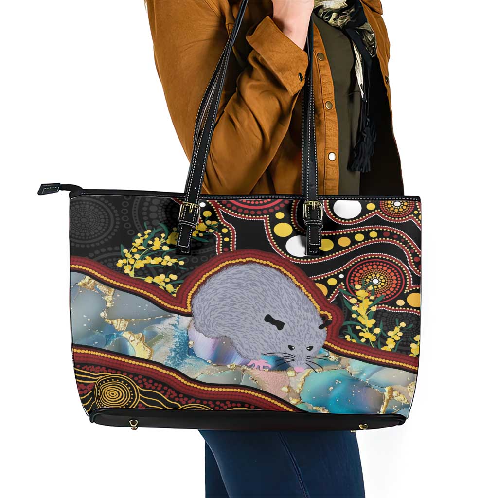 Australia Possum Leather Tote Bag Aboriginal Art Mix Aussie Opal