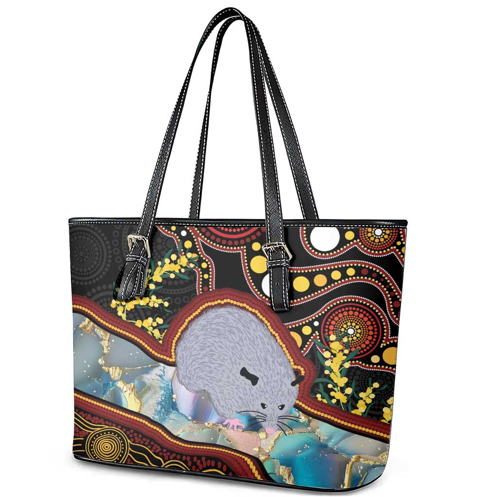 Australia Possum Leather Tote Bag Aboriginal Art Mix Aussie Opal