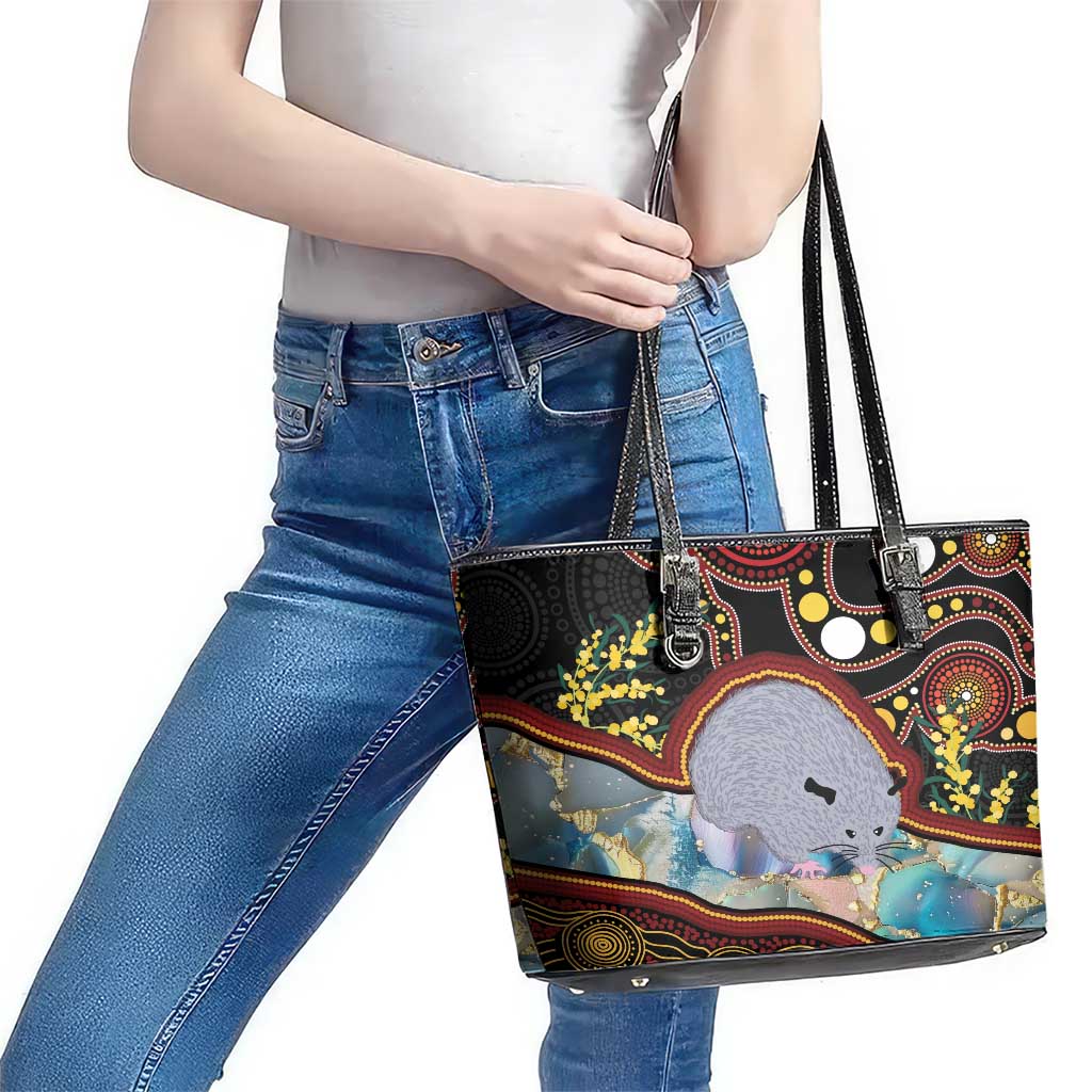 Australia Possum Leather Tote Bag Aboriginal Art Mix Aussie Opal