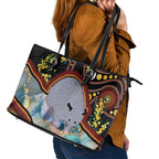 Australia Possum Leather Tote Bag Aboriginal Art Mix Aussie Opal
