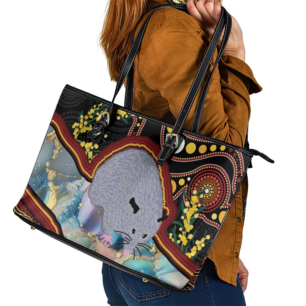 Australia Possum Leather Tote Bag Aboriginal Art Mix Aussie Opal
