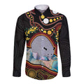 Australia Possum Long Sleeve Button Shirt Aboriginal Art Mix Aussie Opal