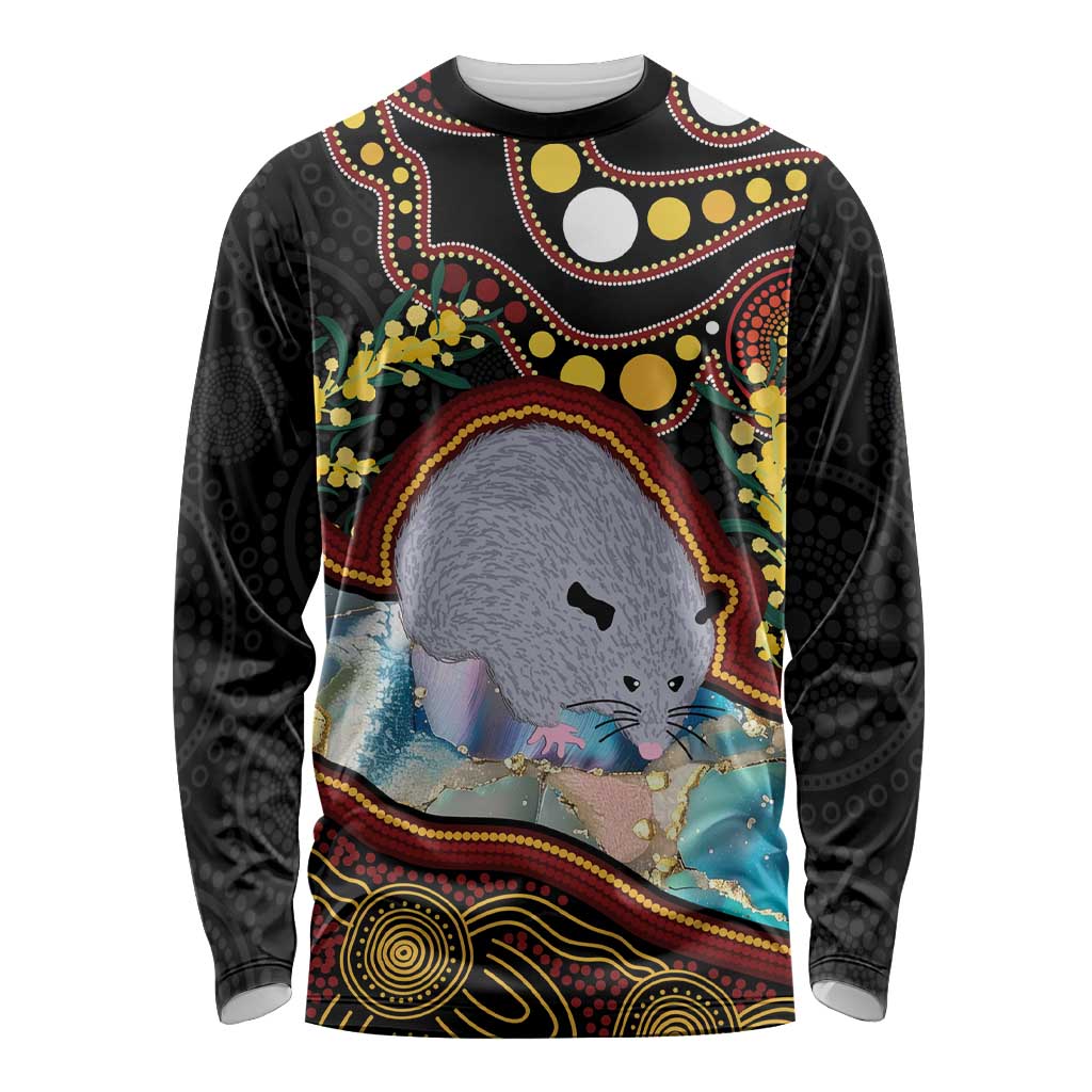 Australia Possum Long Sleeve Shirt Aboriginal Art Mix Aussie Opal