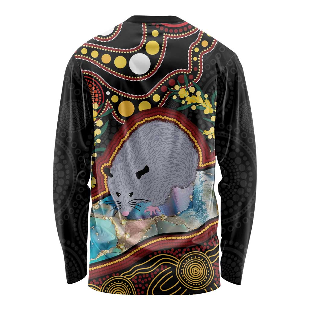 Australia Possum Long Sleeve Shirt Aboriginal Art Mix Aussie Opal