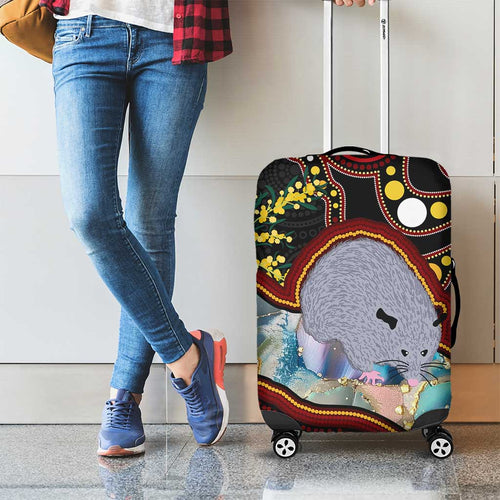 Australia Possum Luggage Cover Aboriginal Art Mix Aussie Opal
