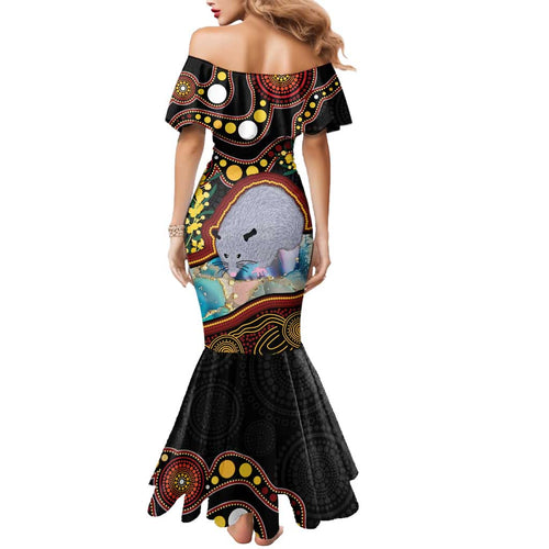 Australia Possum Mermaid Dress Aboriginal Art Mix Aussie Opal