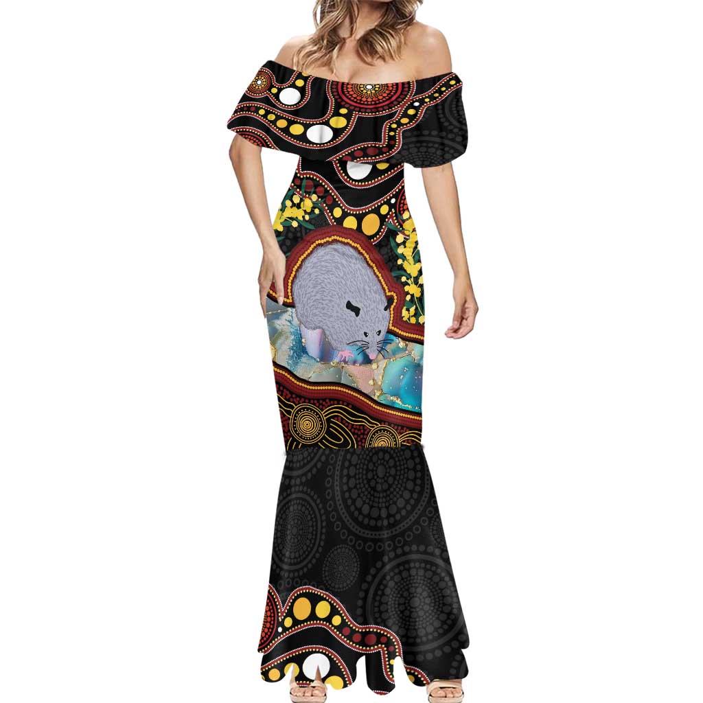 Australia Possum Mermaid Dress Aboriginal Art Mix Aussie Opal