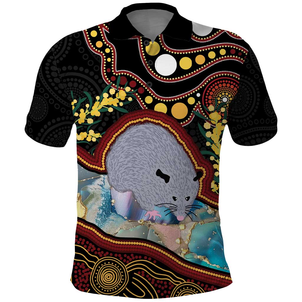 Australia Possum Polo Shirt Aboriginal Art Mix Aussie Opal