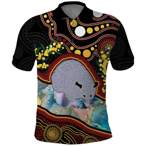 Australia Possum Polo Shirt Aboriginal Art Mix Aussie Opal