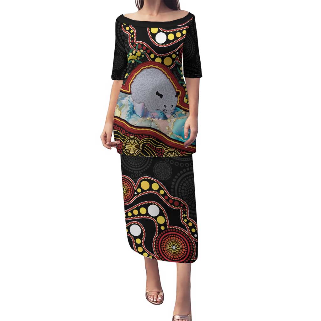 Australia Possum Puletasi Aboriginal Art Mix Aussie Opal