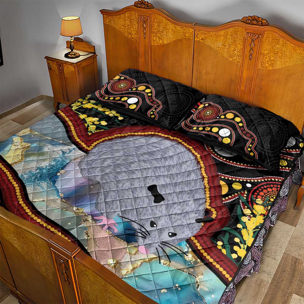 Australia Possum Quilt Bed Set Aboriginal Art Mix Aussie Opal