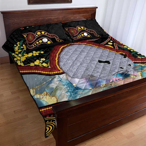 Australia Possum Quilt Bed Set Aboriginal Art Mix Aussie Opal