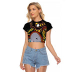 Australia Possum Raglan Cropped T Shirt Aboriginal Art Mix Aussie Opal