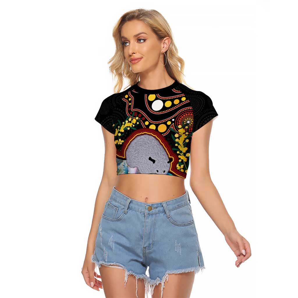 Australia Possum Raglan Cropped T Shirt Aboriginal Art Mix Aussie Opal