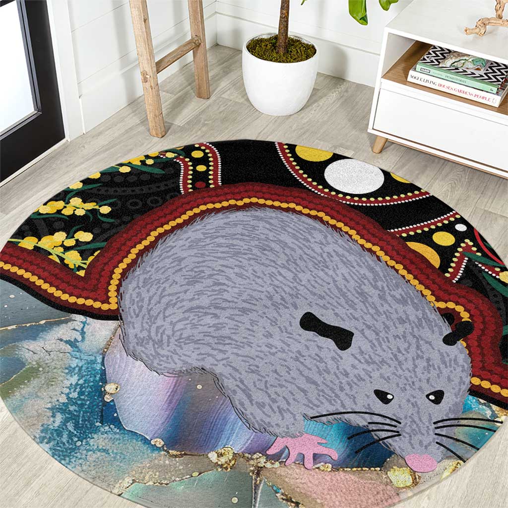 Australia Possum Round Carpet Aboriginal Art Mix Aussie Opal