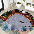 Australia Possum Round Carpet Aboriginal Art Mix Aussie Opal