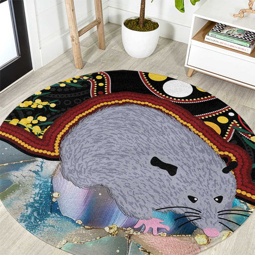 Australia Possum Round Carpet Aboriginal Art Mix Aussie Opal