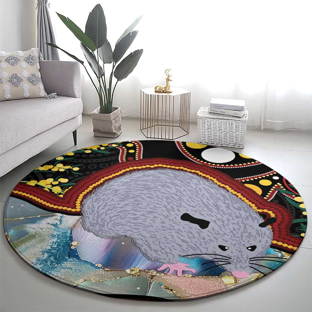 Australia Possum Round Carpet Aboriginal Art Mix Aussie Opal