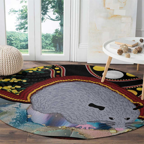 Australia Possum Round Carpet Aboriginal Art Mix Aussie Opal
