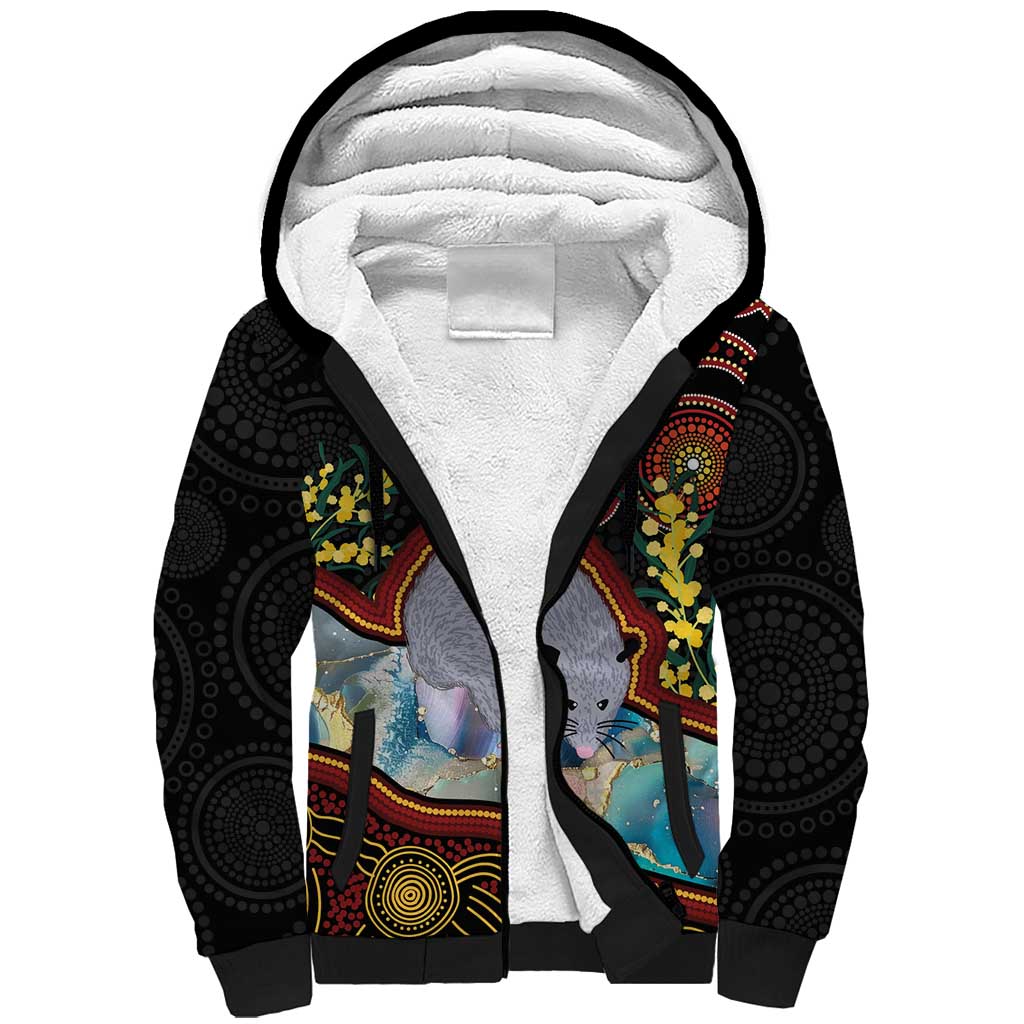 Australia Possum Sherpa Hoodie Aboriginal Art Mix Aussie Opal