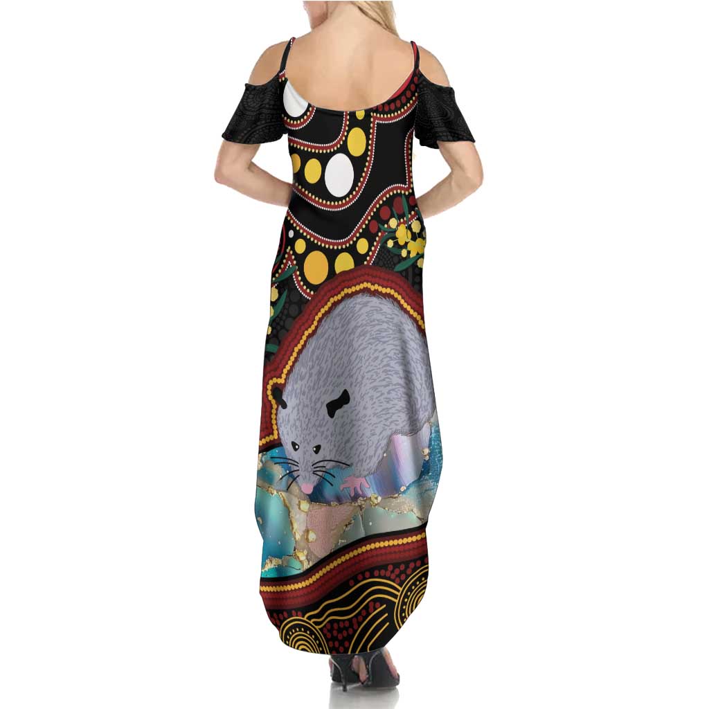 Australia Possum Summer Maxi Dress Aboriginal Art Mix Aussie Opal