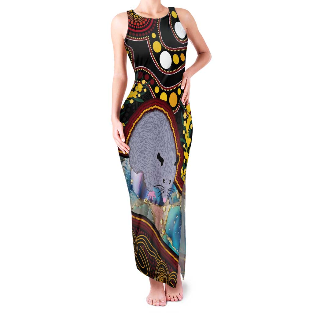 Australia Possum Tank Maxi Dress Aboriginal Art Mix Aussie Opal