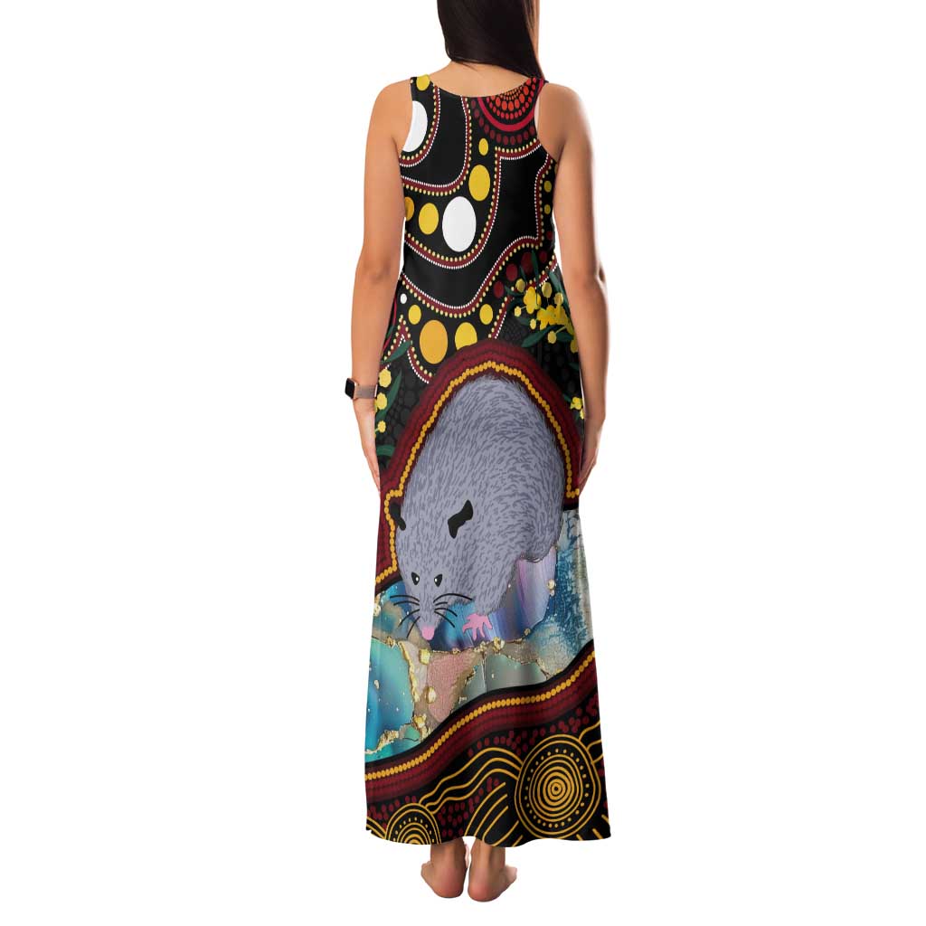Australia Possum Tank Maxi Dress Aboriginal Art Mix Aussie Opal