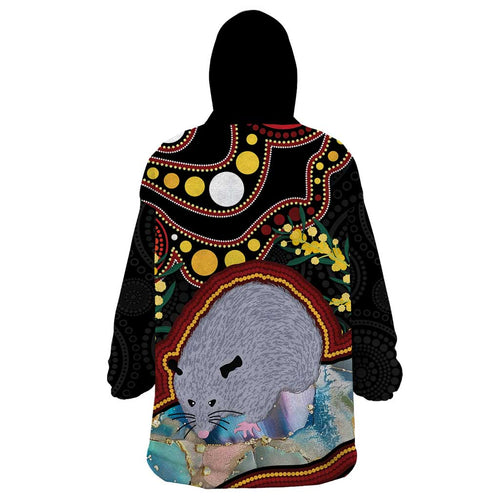 Australia Possum Wearable Blanket Hoodie Aboriginal Art Mix Aussie Opal