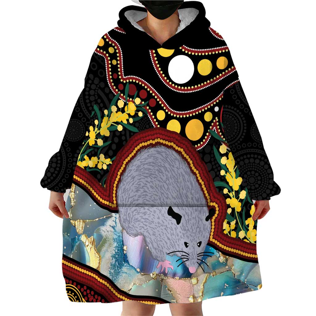 Australia Possum Wearable Blanket Hoodie Aboriginal Art Mix Aussie Opal