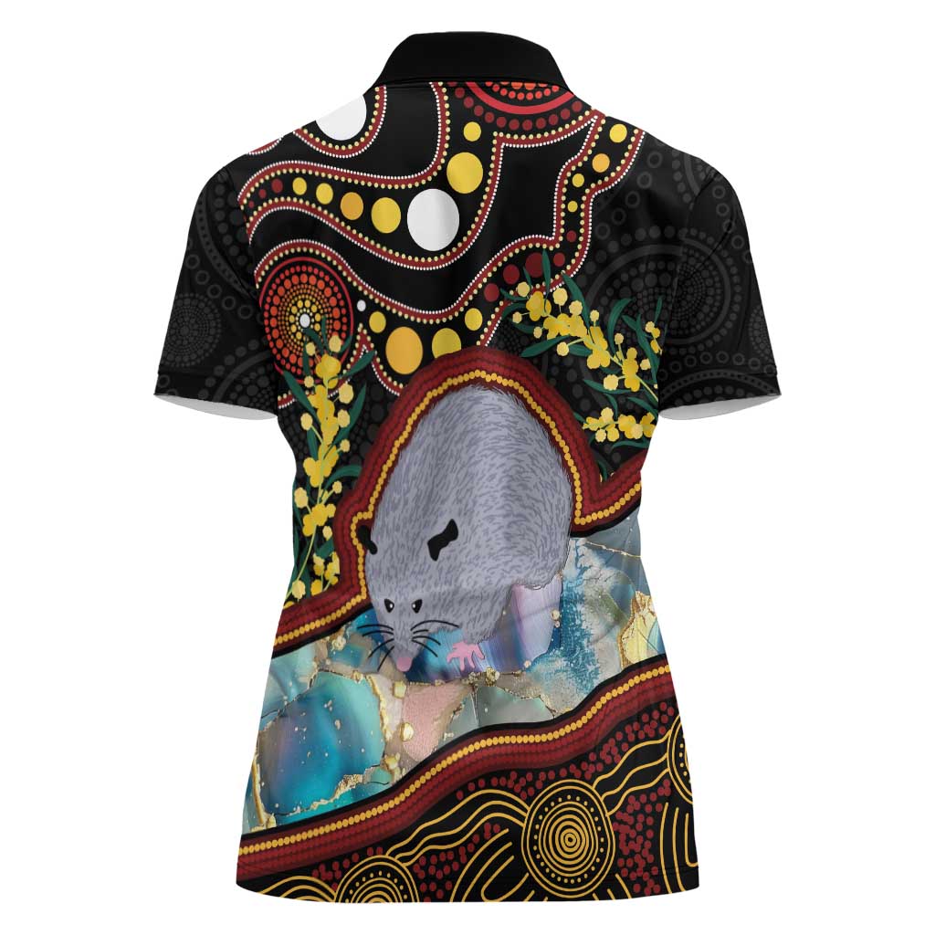 Australia Possum Women Polo Shirt Aboriginal Art Mix Aussie Opal