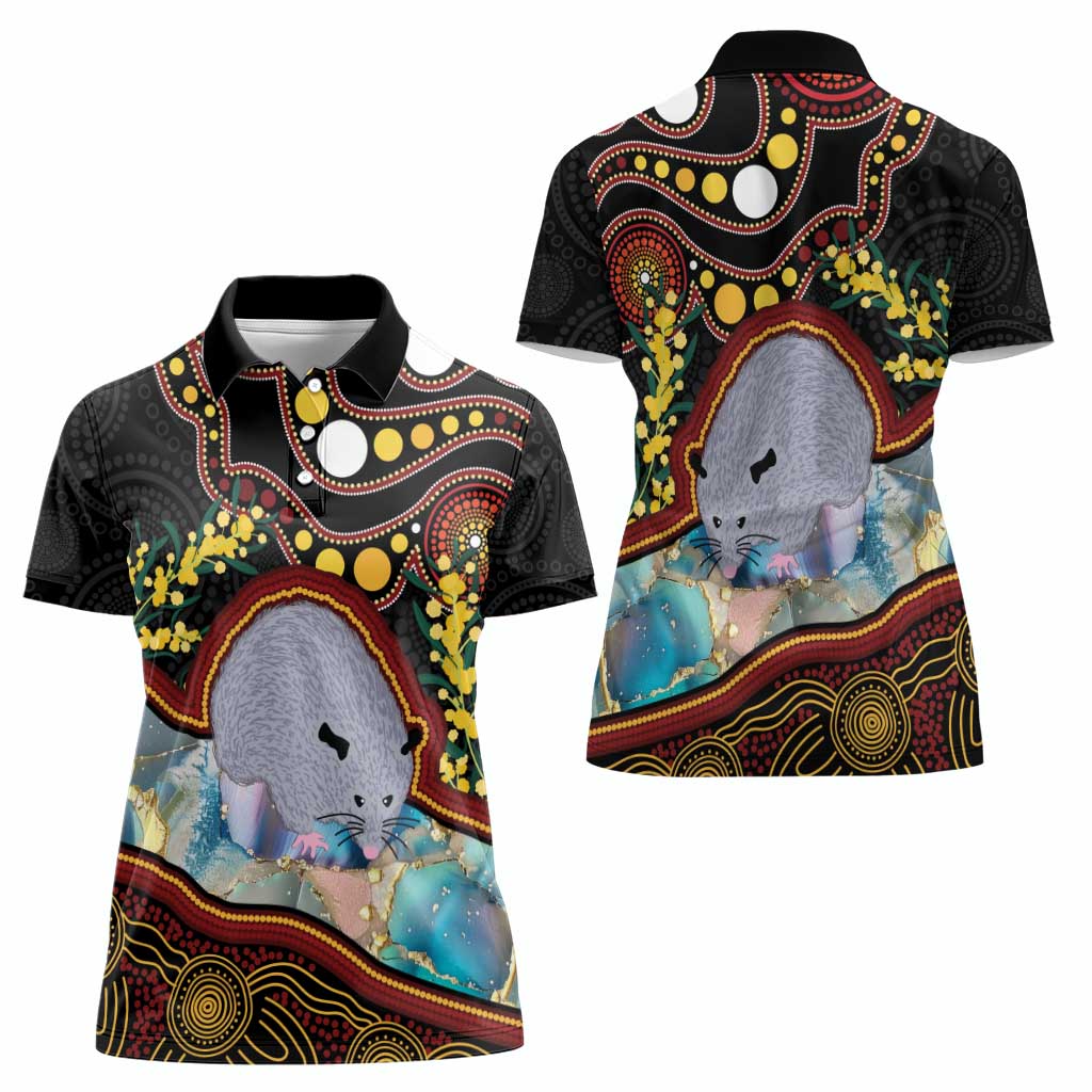 Australia Possum Women Polo Shirt Aboriginal Art Mix Aussie Opal