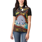Australia Possum Women Polo Shirt Aboriginal Art Mix Aussie Opal