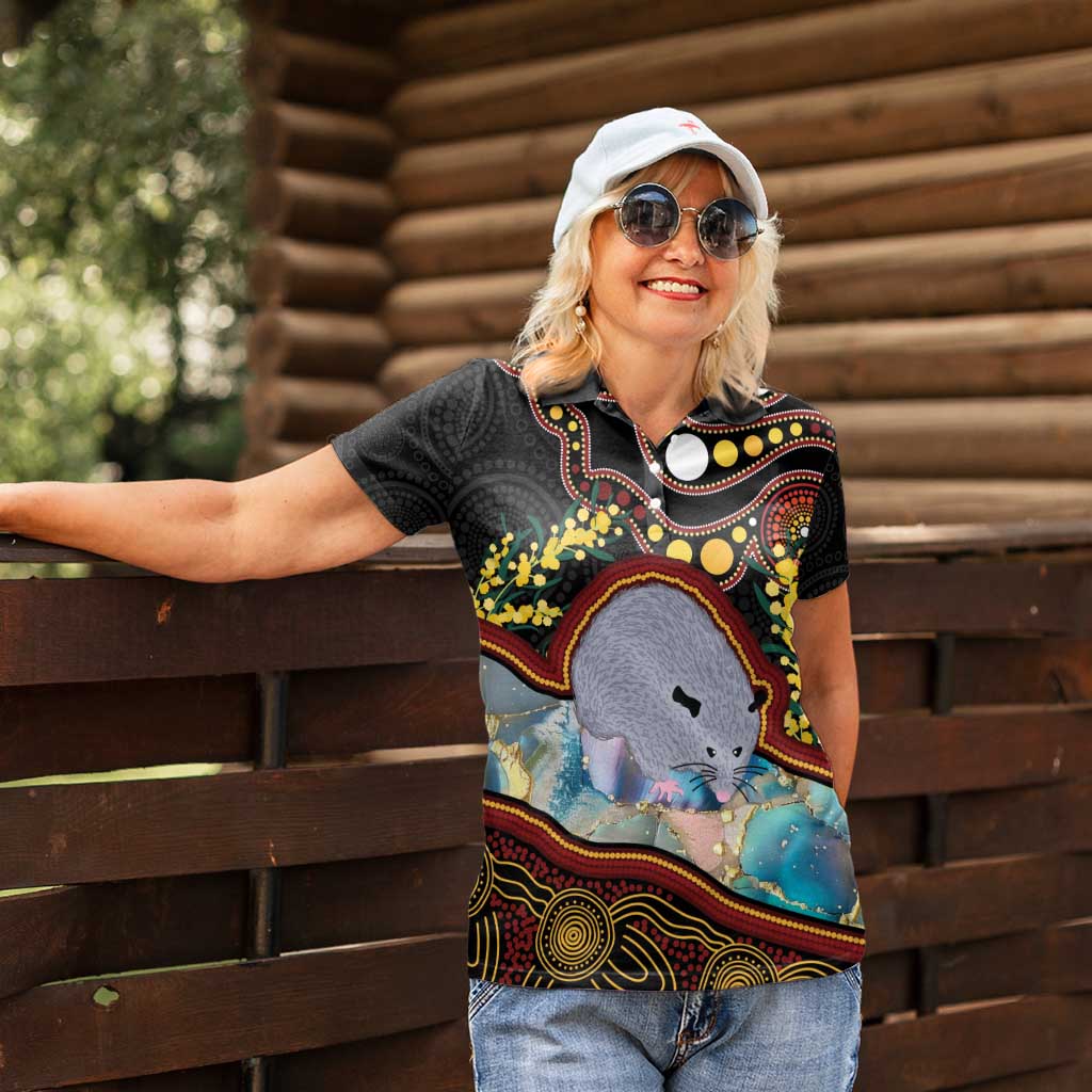 Australia Possum Women Polo Shirt Aboriginal Art Mix Aussie Opal