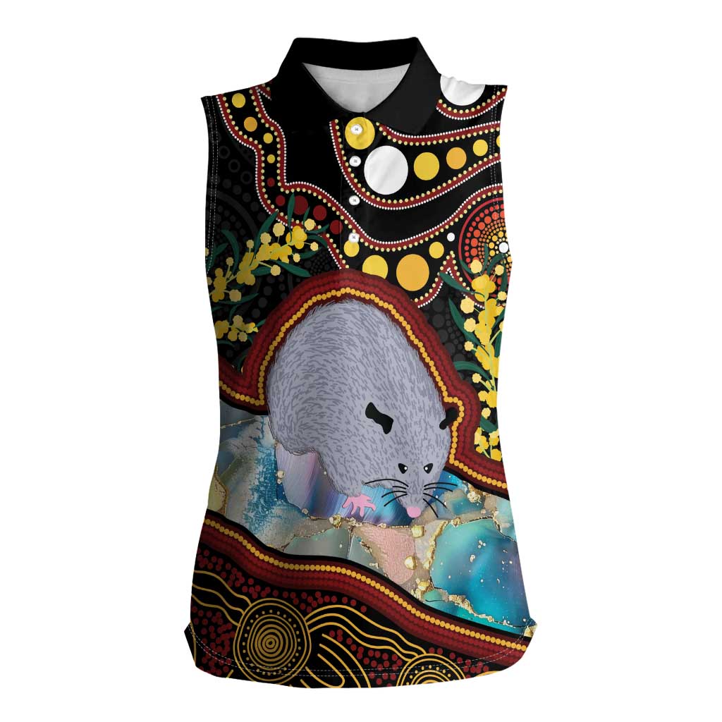 Australia Possum Women Sleeveless Polo Shirt Aboriginal Art Mix Aussie Opal