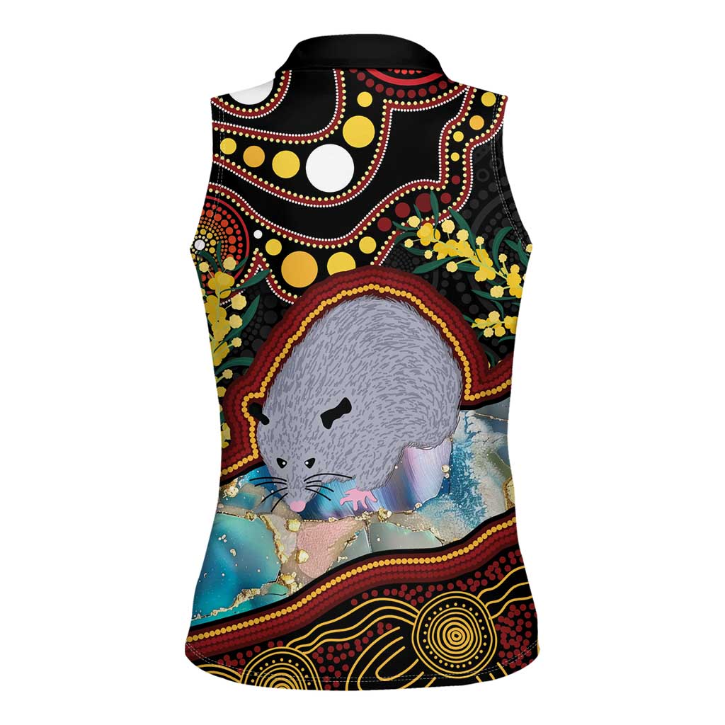 Australia Possum Women Sleeveless Polo Shirt Aboriginal Art Mix Aussie Opal