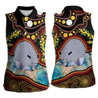 Australia Possum Women Sleeveless Polo Shirt Aboriginal Art Mix Aussie Opal