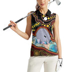 Australia Possum Women Sleeveless Polo Shirt Aboriginal Art Mix Aussie Opal