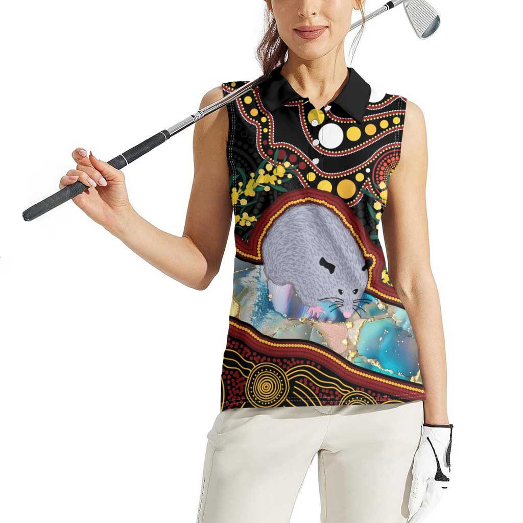Australia Possum Women Sleeveless Polo Shirt Aboriginal Art Mix Aussie Opal