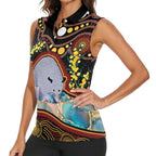Australia Possum Women Sleeveless Polo Shirt Aboriginal Art Mix Aussie Opal