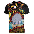 Australia Possum Women V-Neck T-Shirt Aboriginal Art Mix Aussie Opal
