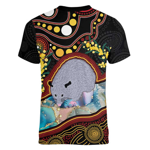 Australia Possum Women V-Neck T-Shirt Aboriginal Art Mix Aussie Opal