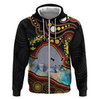 Australia Possum Zip Hoodie Aboriginal Art Mix Aussie Opal